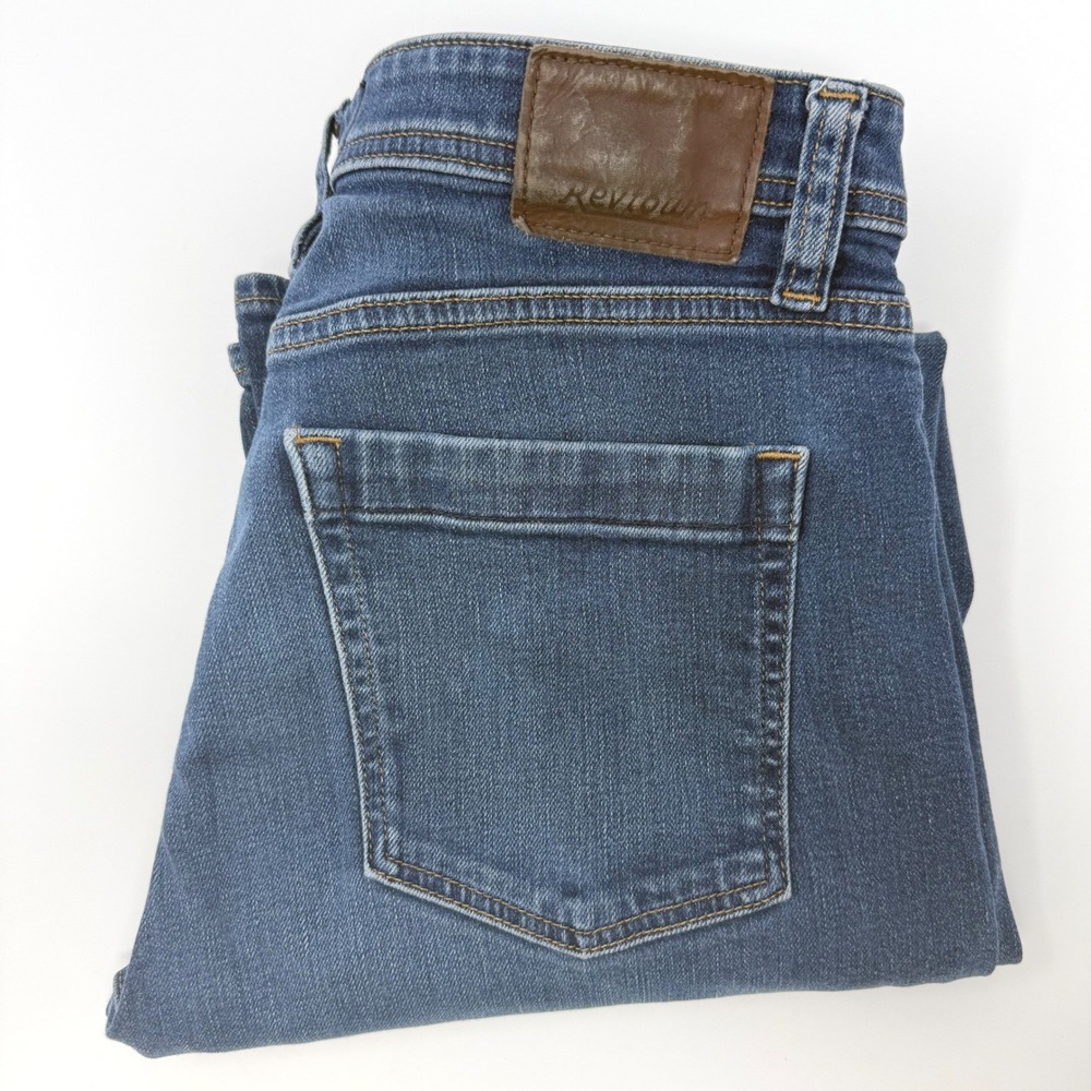 Revtown Sharp Decade Denim Mens Jeans W33 L30 Medium Blue Stretch Slim Straight‎